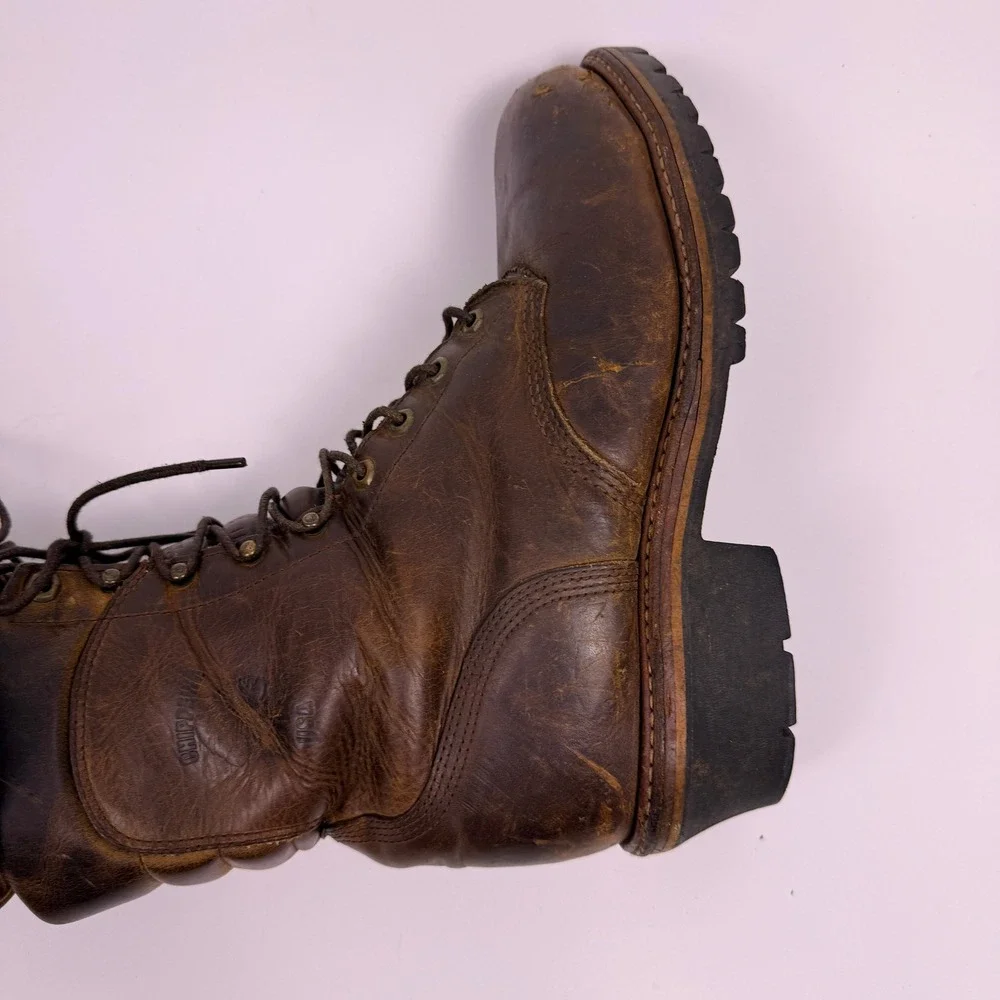 VTG Chippewa Crazy Horse Logger Boots Steel Toe Super 11 EEE 3E USA Made 25485